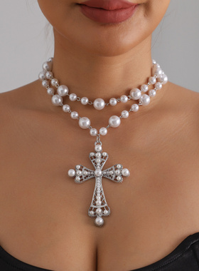 欧美跨境饰品暗黑少女系镶嵌珍珠