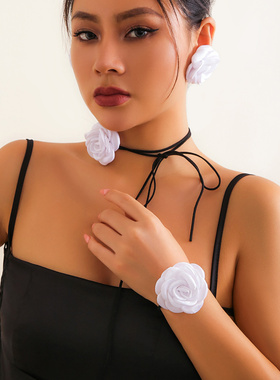 欧美跨境玫瑰花朵choker项圈女式