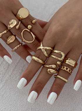 欧美跨境小众设计液态几何关节戒