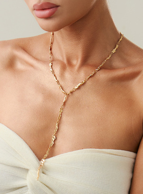 欧美跨境简约熔岩褶皱金属流苏项