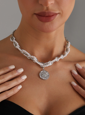 欧美跨境饰品芒星吊坠缠绕珍珠