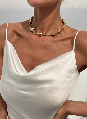 欧美跨境不规则串珠choker项圈