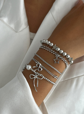 欧美跨境简约ins蝴蝶结吊坠手链