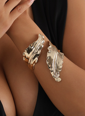 欧美跨境饰品开口树叶可调节手镯