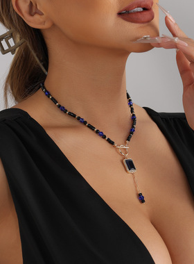 欧美跨境饰品个性辣妹风蓝黑串珠