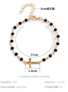 欧美小众十字架松石串珠手链