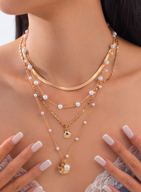 欧美跨境饰品简约气质仿珍珠项链