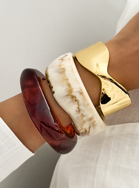 欧美跨境复古交叉ins宽手镯小众