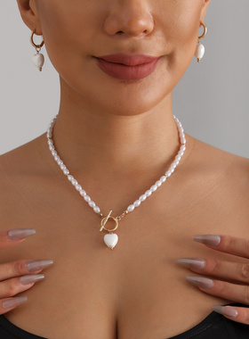 欧美跨境饰品时尚巴洛克珍珠爱心