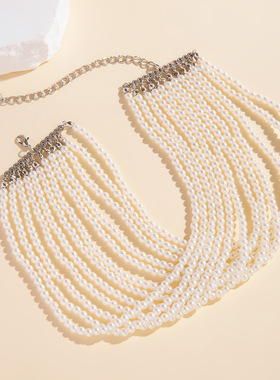 欧美多层法式复古项圈饰品仿珍珠