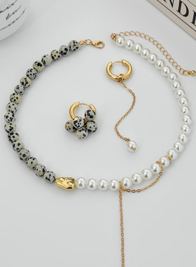 欧美跨境甜酷创意斑点不对称短款