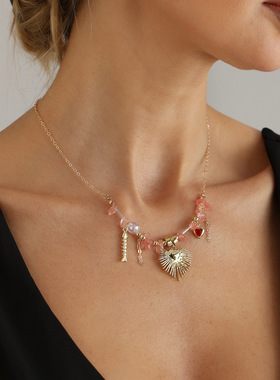 欧美跨境饰品月牙星星流苏项链女