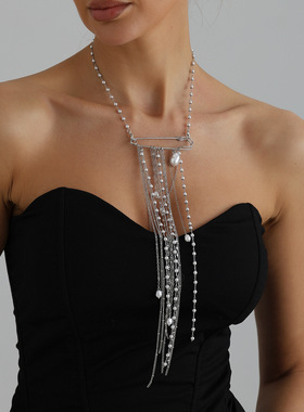 欧美跨境饰品INS风多层珍珠流苏