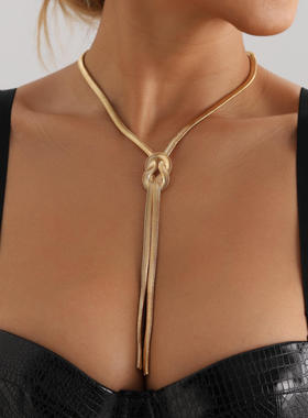 欧美跨境饰品金属风质感打结蛇骨