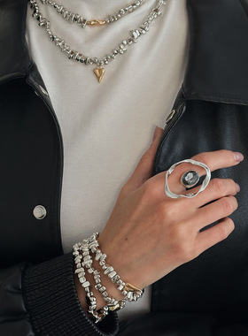 欧美跨境个性夸张不规则碎银项饰