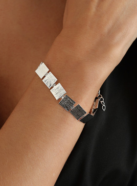 欧美跨境饰品几何方形金属片拉丝