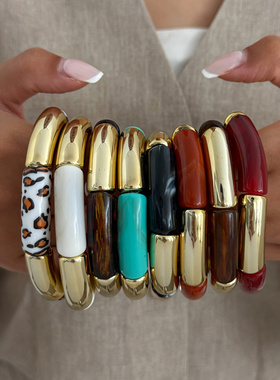 欧美跨境复古美拉德晕染竹节手环