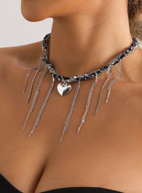 欧美跨境饰品ins时尚爱心流苏