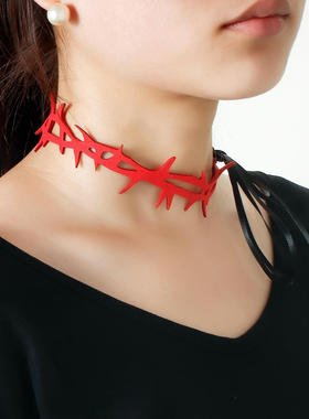 欧美跨境饰品气质绒布荆棘锁骨链