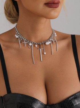 欧美跨境饰品ins风镶钻十字架