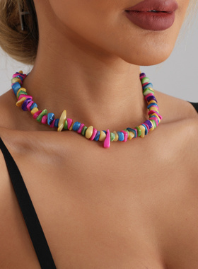 欧美简约设计感彩色碎贝壳串珠