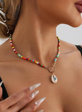 欧美复古小众串珠彩色松石眼睛