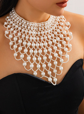 欧美跨境饰品气质优雅仿珍珠颈链