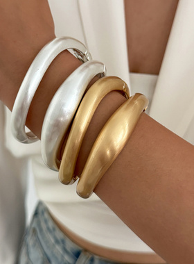 欧美跨境简约冷淡风光面哑金色手