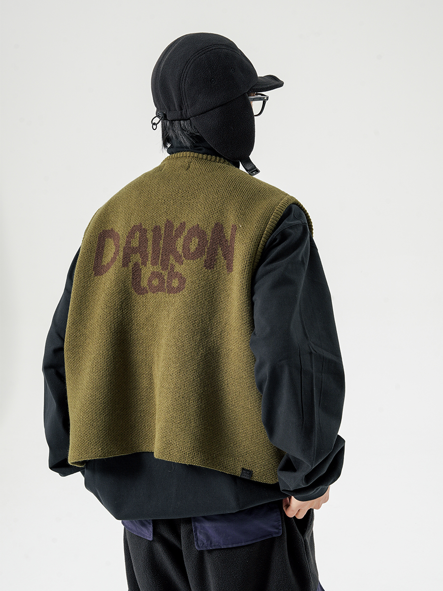 DAIKON Lab 23aw Knitted Vest山系复古休闲户外针织毛线背心马甲 - 图2