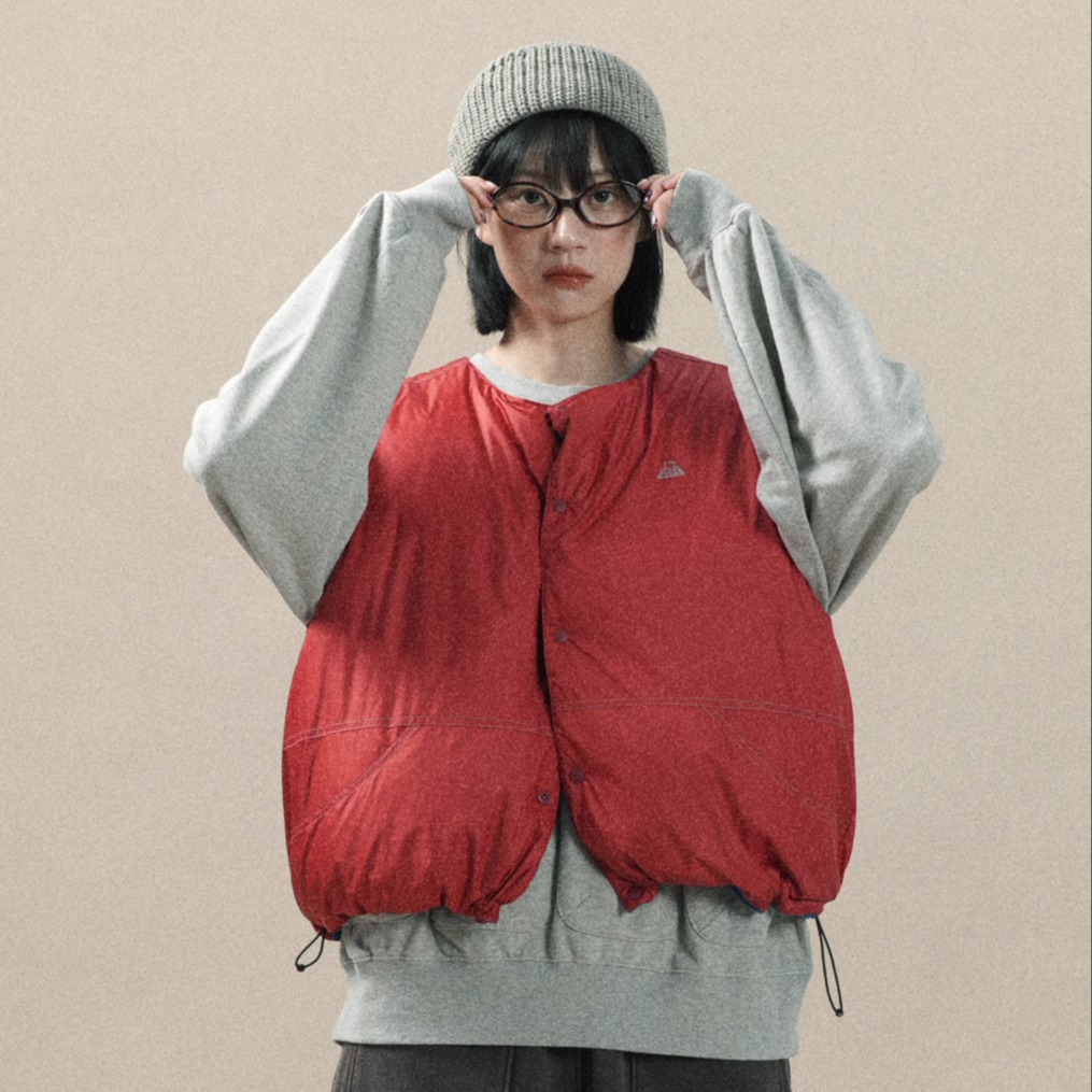 DAIKON Lab25aw户外轻量90白鸭绒保暖撞色两面穿抽绳反光羽绒马甲 - 图2