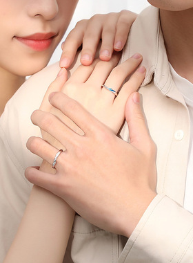 原创新款飞鸟与鱼情侣对戒小众设计珐琅戒指一对纯银七夕节送礼物