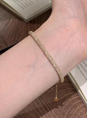 钱袋子手链女925纯银波光粼粼网面手绳轻奢高级感手饰小红书爆款