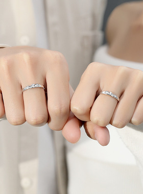 原创涂鸦猫咪情侣对戒纯银卡通可爱小猫戒指少女心指环情人节礼物