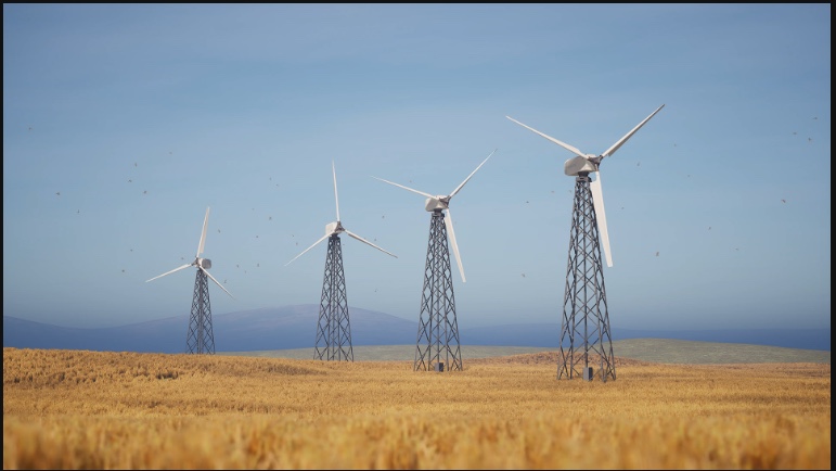 UE4虚幻5 Wind Turbines 风力涡轮机发电机场景模型场景自然风电 - 图0