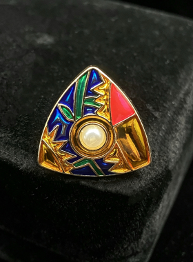 复古太阳花珐琅彩磁吸防走光胸针