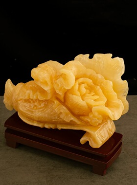 批发天然黄玉石白菜摆件 玉石雕刻家居办公风水装饰品 送礼佳品