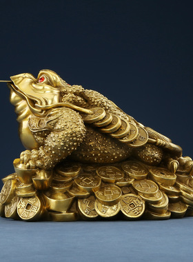 黄铜金蟾摆件家居办公室金钱蟾蜍工艺品摆设公司乔迁开业礼品