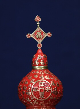 黄铜百福葫芦红色摆件工艺品福星高照可开盖家居客厅空心葫芦装饰