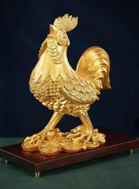 黄铜金鸡摆件办公室金钱生肖鸡桌面大公鸡家居客厅大吉大利工艺品