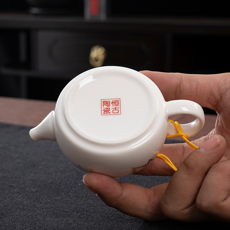 客厅中式小茶壶茶具零配件泡茶壶家用单壶85毫升青花陶瓷简约白瓷 - 图1