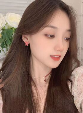 s925银针耳钉可爱皇冠小熊耳环