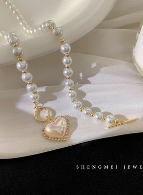 轻奢珍珠爱心项链女2022年新款