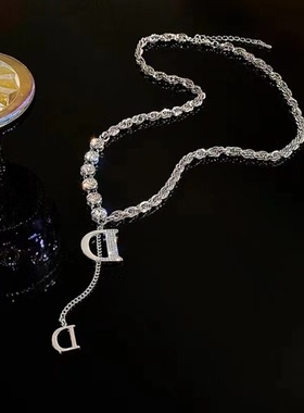 轻奢小众设计字母毛衣链女