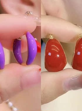 气质高级感紫色滴油耳扣耳圈