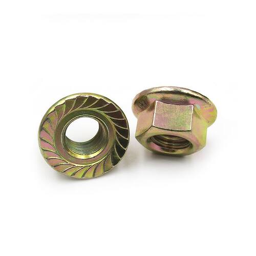 10.9级镀彩锌六角法兰螺母GB6177防滑螺帽带齿锁紧M6M8M10M12-M20 - 图1