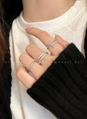 线条交叉戒指女个性小众设计