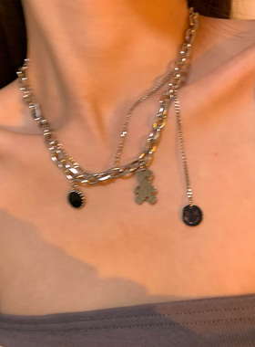 欧美嘻哈小熊朋克风锁骨链