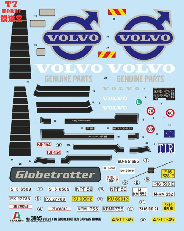 Italeri1/24拼装模型VOLVO F16 Globetrotter Canvas带升降机3945-图1