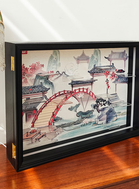无双镇盲盒古风场景展示盒收纳展示相框灯光防尘立体中空画框
