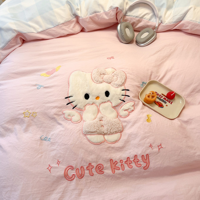 Full set of three-piece bed linens for student dormitory with your bag